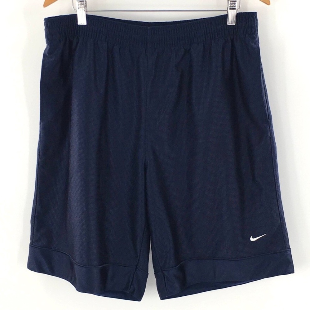 Nike Mens Basketball Shorts Navy Blue Y2K Vintage Small Swoosh Baggie Fit Sz L